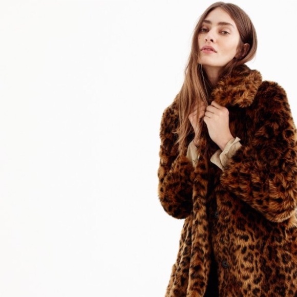 JCREW FAUX LEOPARD COAT SZ SMALL NWOT - Picture 2 of 8